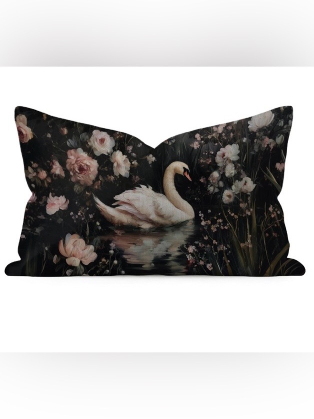 William Morris ‘White Swan’ Decorative Lumbar Pillow Cover - BOTANICAL FLORAL